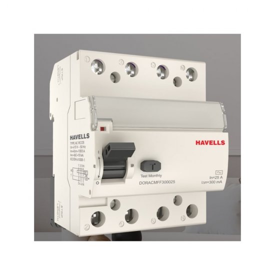 Устройство защитного отключения Havells 3P+N, In 25А, In 300 мА, Тип АС, 4М