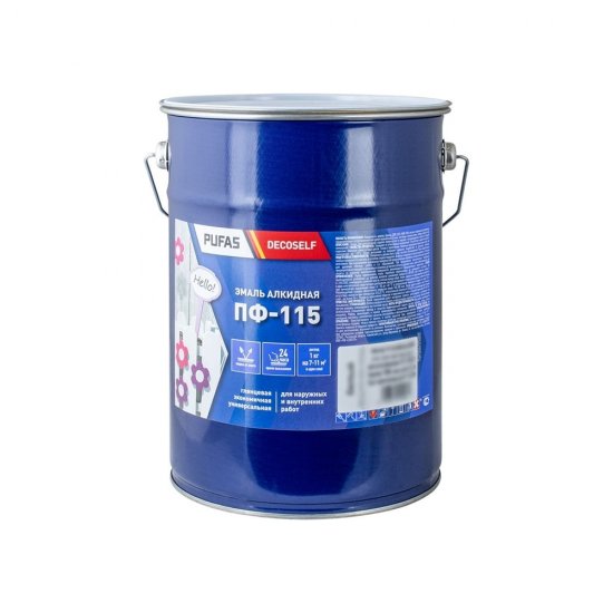 Эмаль Pufas ПФ-115 белая Decoself (5кг=3,7л)