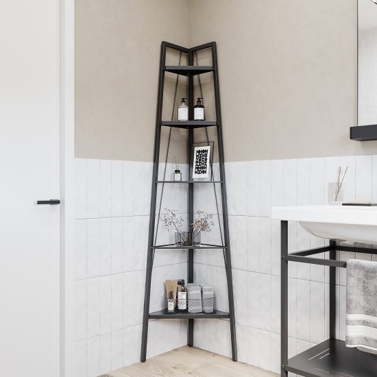 Стеллаж для ванной KONSENSA угловой Бруклин 35x35x170 см цвет черный