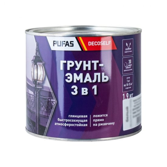 Грунт-эмаль Pufas 3 в 1 голубая (мат.) Decoself (1,9кг)