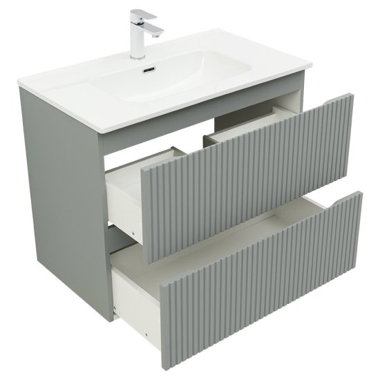 Тумба под раковину Акванет Джейн 80 см подвесная мисти грин (00335434)