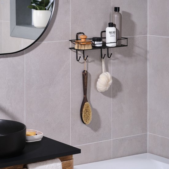 Полка для ванной ЧМЗ Лофт 356х115х158 мм металл черная (513-001-01)