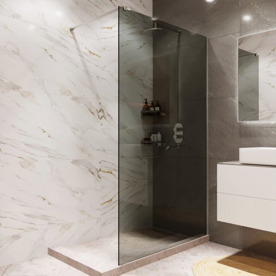 Душевая перегородка Mebelvann 100x200 см хромированный профиль тонированное стекло