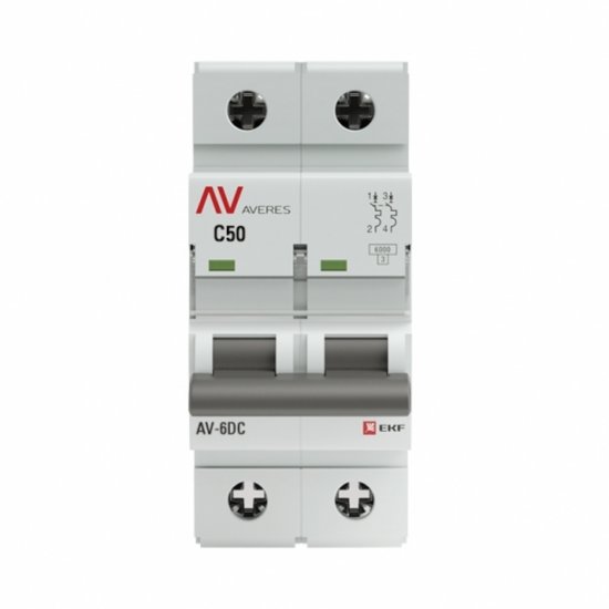 Автоматический выключатель модульный EKF Averes AV-6 DC 2Р 50А тип C 6 кА 230 В (mcb6-DC-2-50C-av)