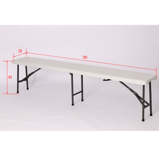 Скамейка кемпинговая 181x28x43 см полиэтилен бело-серый