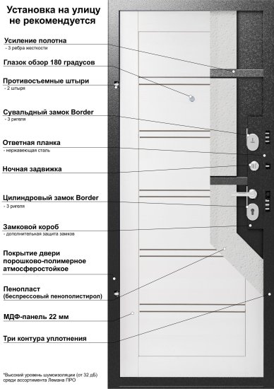 Дверь входная металлическая Легда 28 88x205 см правая белое дерево