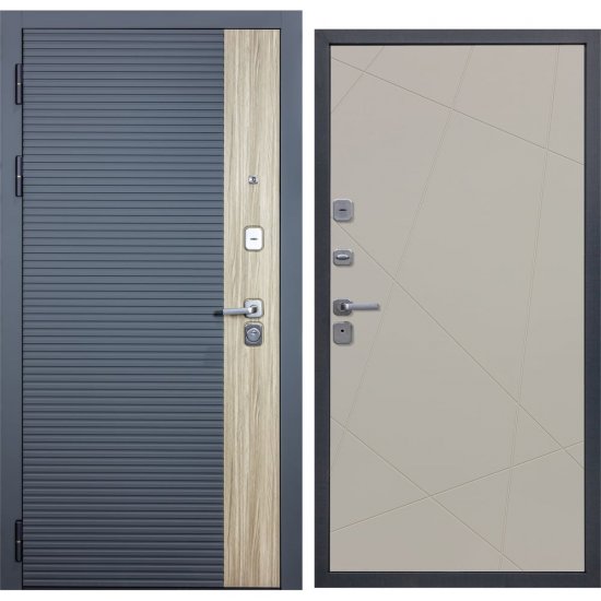 Дверь DIVA 76 2050x960 Левая Дуб Серая - Д11 Софт Шампань