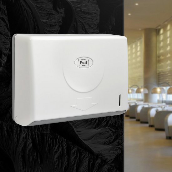 Диспенсер Puff для бумажных полотенец пластик белый (5110)