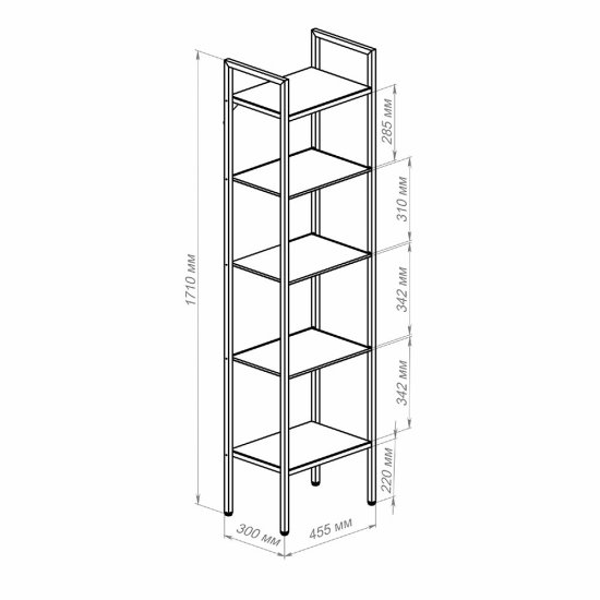 Стеллаж напольный 45х30х171 см Ulitka Parus черный (74104506)