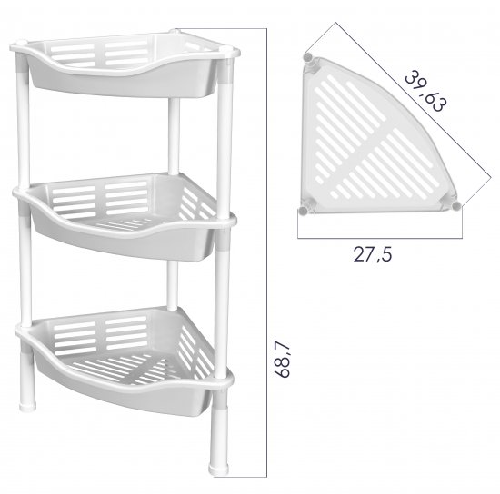 Стеллаж для ванной угловой Berossi Relax 39.63x27.5x68.7 см цвет снежно-белый