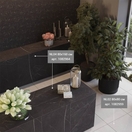 Керамогранит Estima Nolana NL04 черный 1600х800х11 мм (1 шт. = 1,28 кв.м)