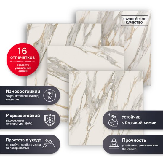 Керамогранит Estima Miramare RM01 белый 800х800х11 мм (2 шт. = 1,28 кв.м)