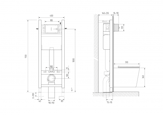 Комплект инсталляция Oli Expert Black 886668 с унитазом Glory и биде, с микролифтом, клавиша Globe цвет хром