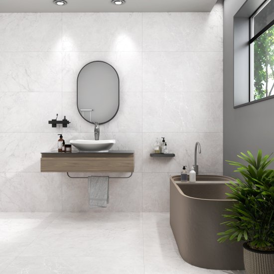 Глазурованный керамогранит Arcadia Ceramica Arctic White Carving 60x120 см 1.44 м² матовый цвет белый