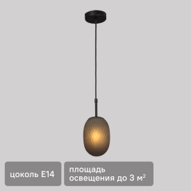 Светильник подвесной Софт 1 лампа 3 м² цвет черный/коричневый
