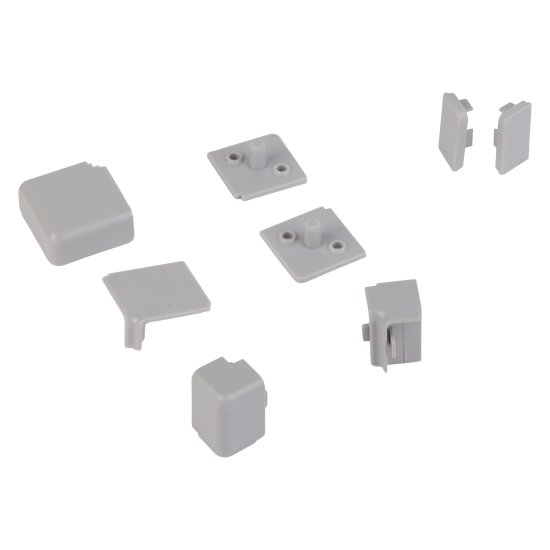 Комплект заглушек для кухонного плинтуса Квадро цвет серый