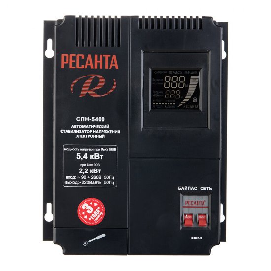 Стабилизатор напряжения Ресанта СПН-5400 однофазный 220 В 5,4 кВт навесной