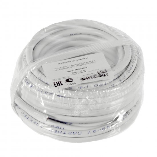 Провод Партнер-Электро ПВС 2x0.75 10 м ГОСТ цвет белый