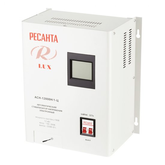 Стабилизатор напряжения Ресанта АСН-12000 Н/1-Ц  Lux однофазный 220 В 12 кВА релейный навесной