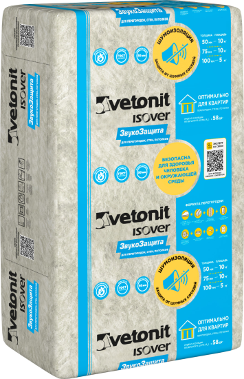 Звукоизоляция VETONIT Звукозащита 50 мм 14 шт 610x1170 мм 10 м²