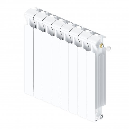 Радиатор секционный Rifar Monolit 500/100 биметалл 8 секций нижнее правое подключение цвет белый