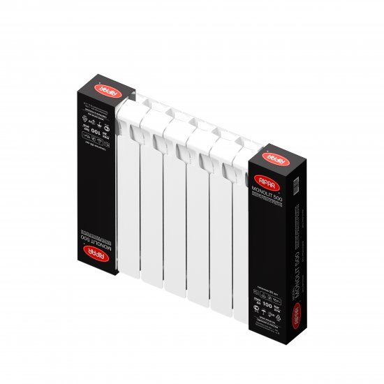 Радиатор секционный Rifar Monolit 500/100 биметалл 8 секций нижнее правое подключение цвет белый