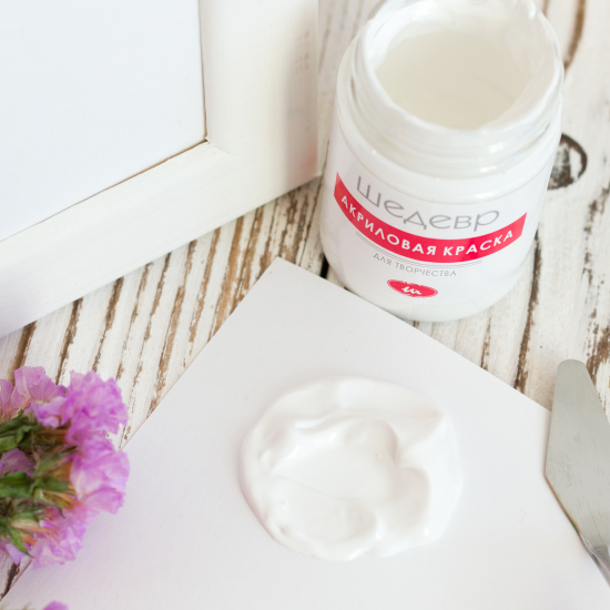 Краска акриловая Шедевр глянцевая цвет белый 60 г