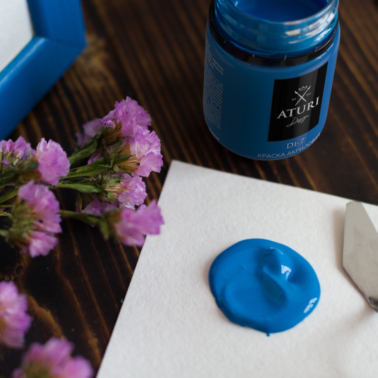 Краска акриловая Aturi Design глянцевая цвет синий 60 г