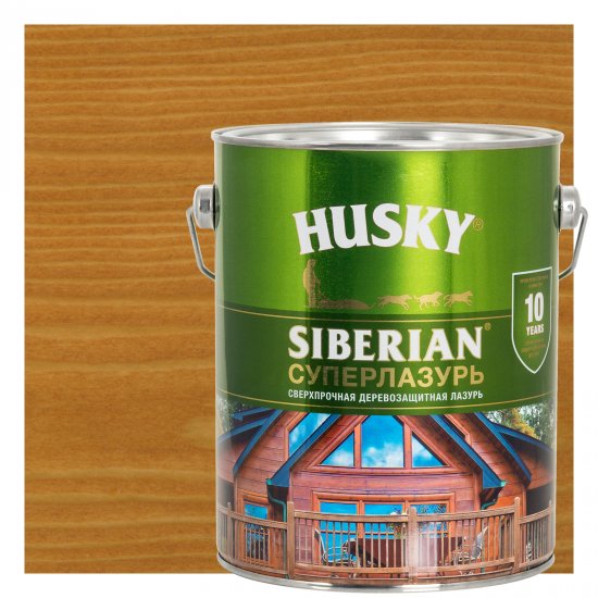 Лазурь для дерева Husky Siberian Суперлазурь цвет Орегон 2.7 л
