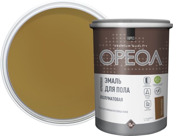 Эмаль акриловая для пола Ореол полуматовая цвет желто-коричневый 0.9 кг