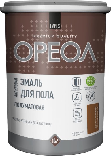 Эмаль акриловая для пола Ореол полуматовая цвет желто-коричневый 0.9 кг