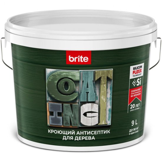 Антисептик BRITE FLEXX для дерева кроющий база А, ведро 9