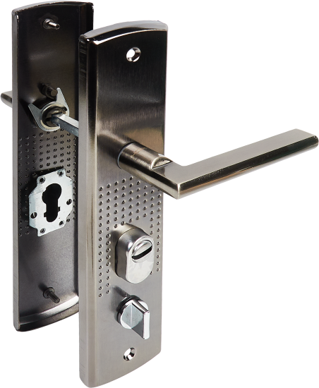 Ручка дверная межкомнатная на планке 200 (108)x68 мм левая, матовый никель