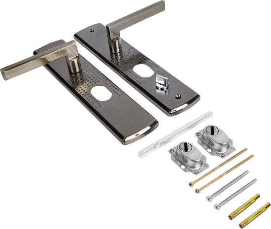 Ручка дверная межкомнатная на планке 200 (108)x68 мм левая, матовый никель