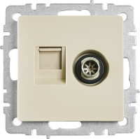 Розетка TV двойная встраиваемая IEK Brite РТВ/РК12-БрКр RJ45 UTP cat 5e цвет бежевый