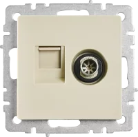 Розетка TV двойная встраиваемая IEK Brite РТВ/РК12-БрКр RJ45 UTP cat 5e цвет бежевый