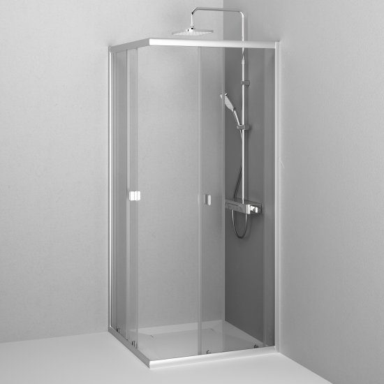 Душевая ширма Moxie AM.PM квадратная 88.4x90x185см цвет профиля хром раздвижная стекло 6мм прозрачное