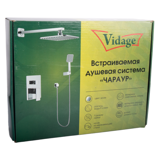 Душевая система Vidage Чараур скрытого монтажа квадрат цвет хром