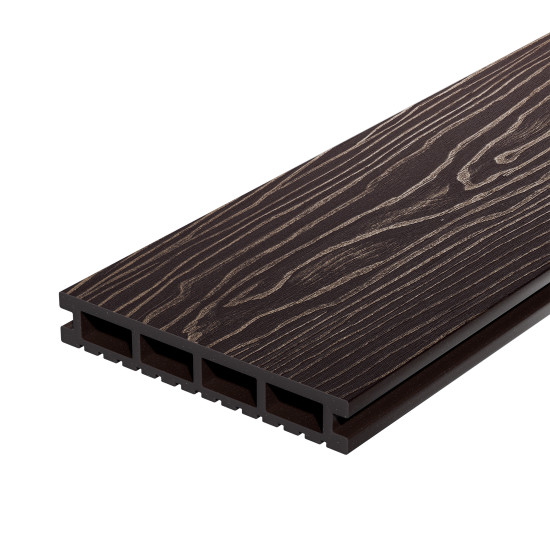Террасная доска Decking цвет Темный орех 3000x150x24 мм двусторонняя вельвет/структура дерева 0.45 м²