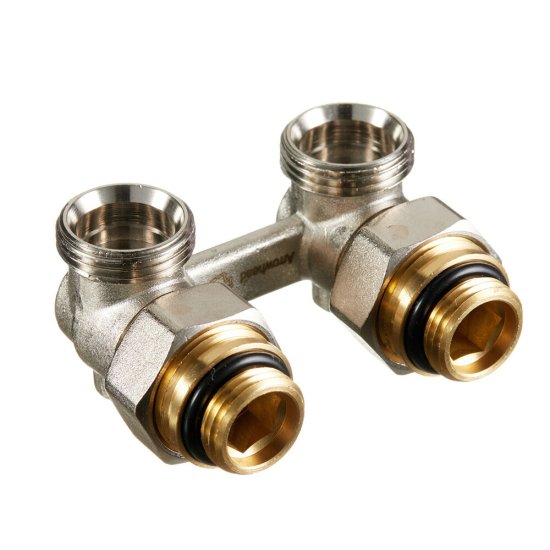 Узел нижнего подключения угловой Arrowhead 1/2 НР(ш) х 3/4 НР(ш) ЕК для радиатора (216132)