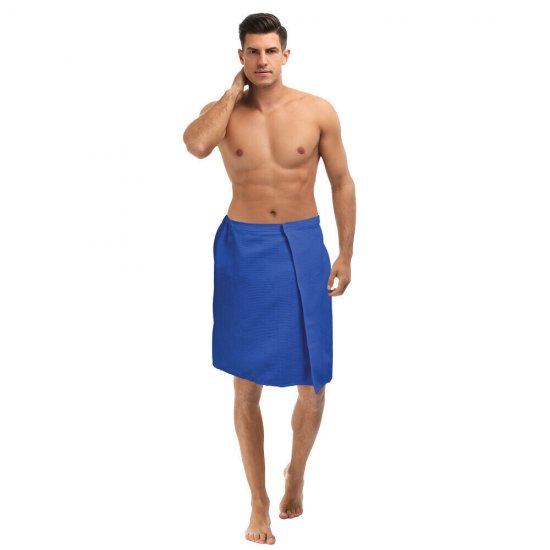 Накидка вафельная мужская Банные штучки синяя 145х60 см (33473)