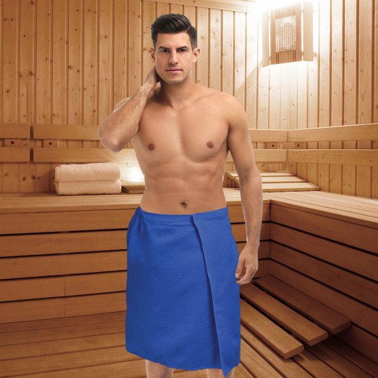 Накидка вафельная мужская Банные штучки синяя 145х60 см (33473)