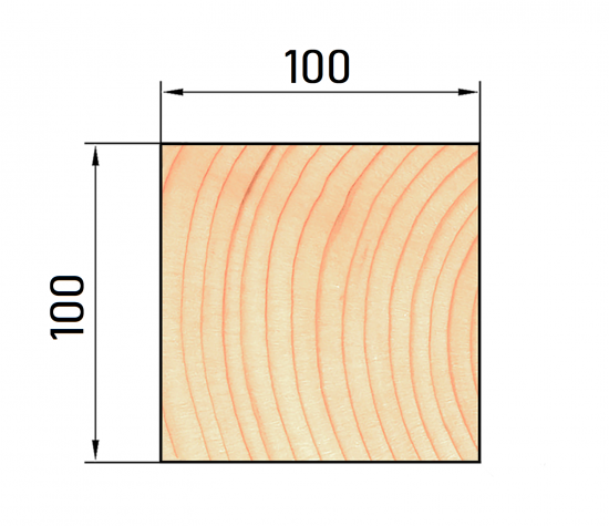 Брус нестроганый 100x100x6000 мм хвоя