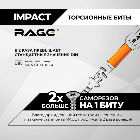 Бита ударная Rage 554250 T40x50 мм, 2 шт.