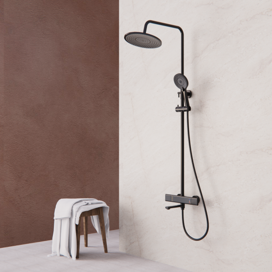 Душевая система Frap Arne F25204-6 с термостатом 3 режима цвет черный