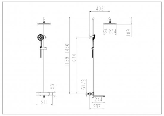 Душевая система Frap Arne F25204-6 с термостатом 3 режима цвет черный