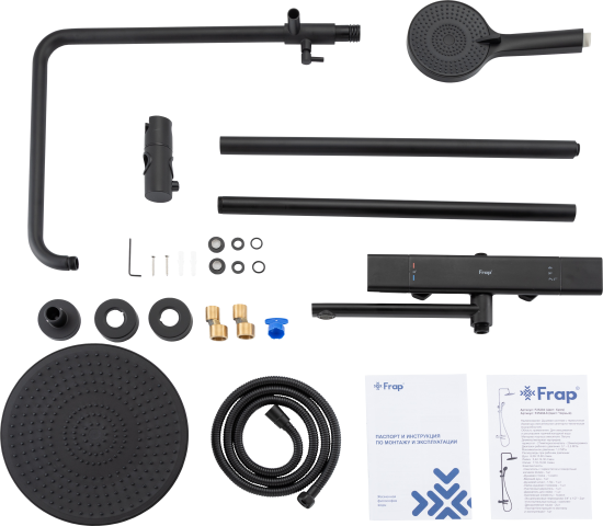 Душевая система Frap Arne F25204-6 с термостатом 3 режима цвет черный