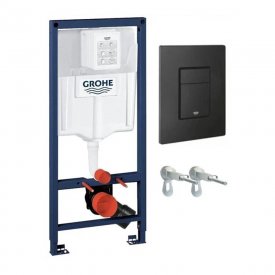 Инсталляция Grohe Solido для подвесного унитаза с кнопкой черной матовой
