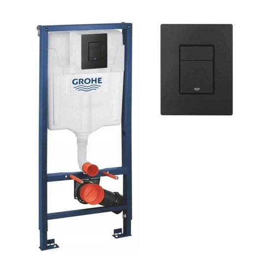 Инсталляция Grohe Solido для подвесного унитаза с кнопкой черной матовой