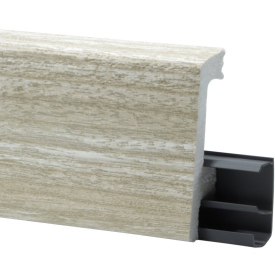 Плинтус экополимер Winart Pro Quadro 80х16х2000 мм ясень северный с монтажной планкой (90.80.001.017)